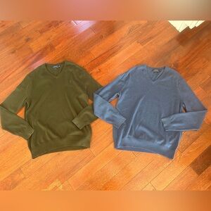 Ralph Lauren Polo V-Neck Pima Cotton Sweater Duo - Olive and Navy